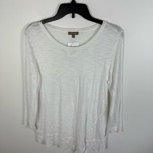 Lilla P Round Neck 3/4 Sleeve Rib Trim Top NWT